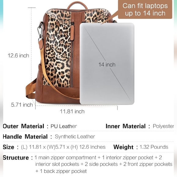 Leopard Print Backpack Handbag - Picture 8 of 11